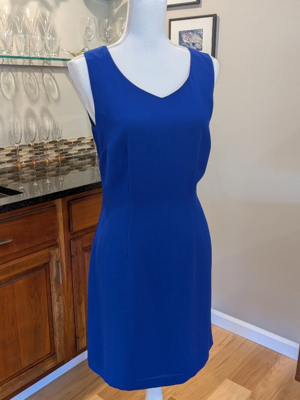 Royal Blue CDC Knee Length Elegant Sleeveless Office Formal Cocktail Date Night